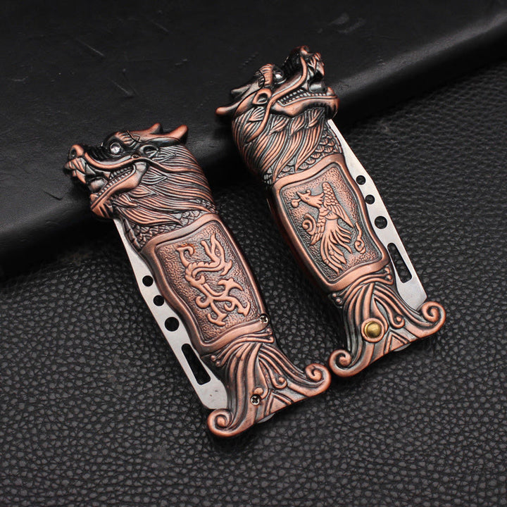 Antique Dragon Head Relief Windproof Butane Lighter - image 3