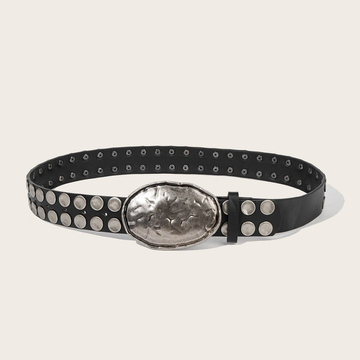 Rock Hammered Buckle Punk-Inspired Studded Leather Belt - image 2