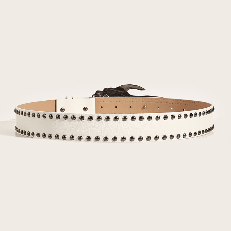 Gothic Skeleton Claw & Skull Studded Leather Belt - image 7