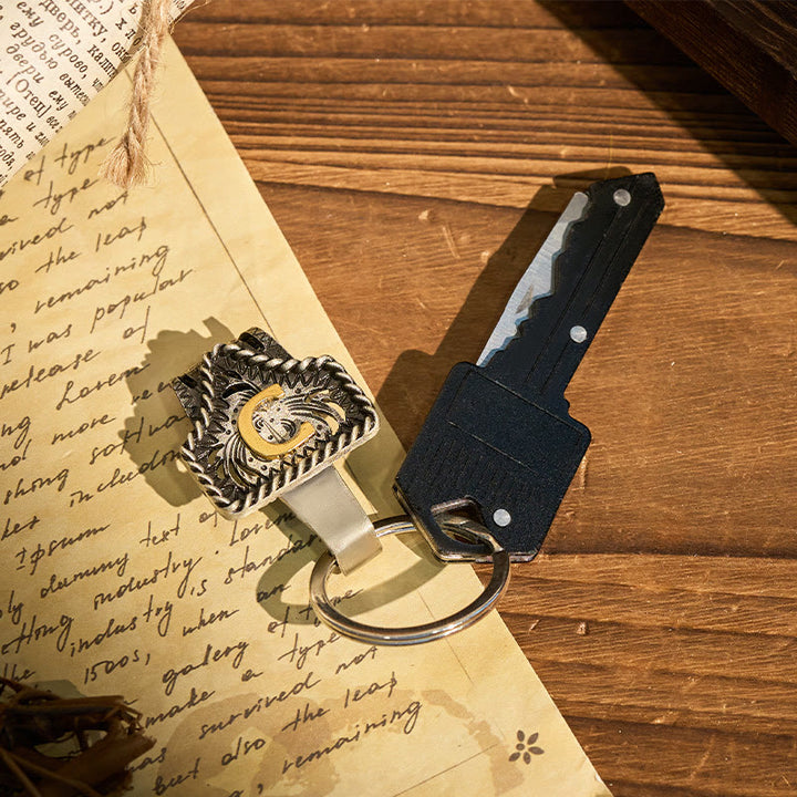 Western Retro Letter Keychain With Key-Shaped Knife - image 8