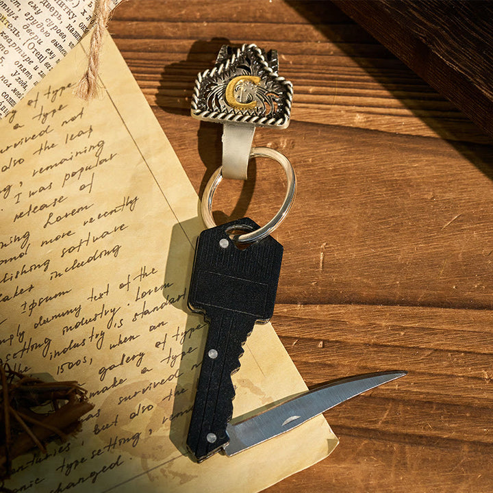 Western Retro Letter Keychain With Key-Shaped Knife - image 6