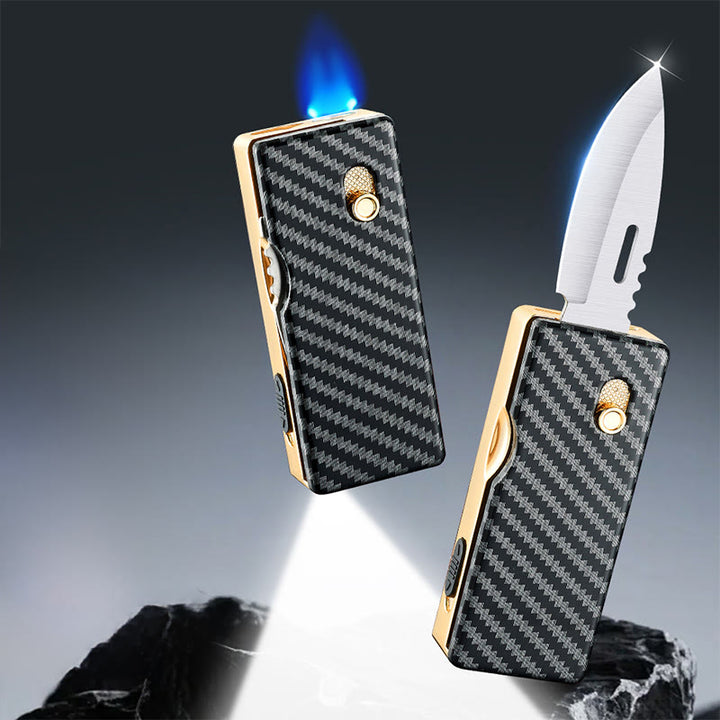 2-in-1 Golden Horse Relief Lighting Folding Knife Lighter - image 5