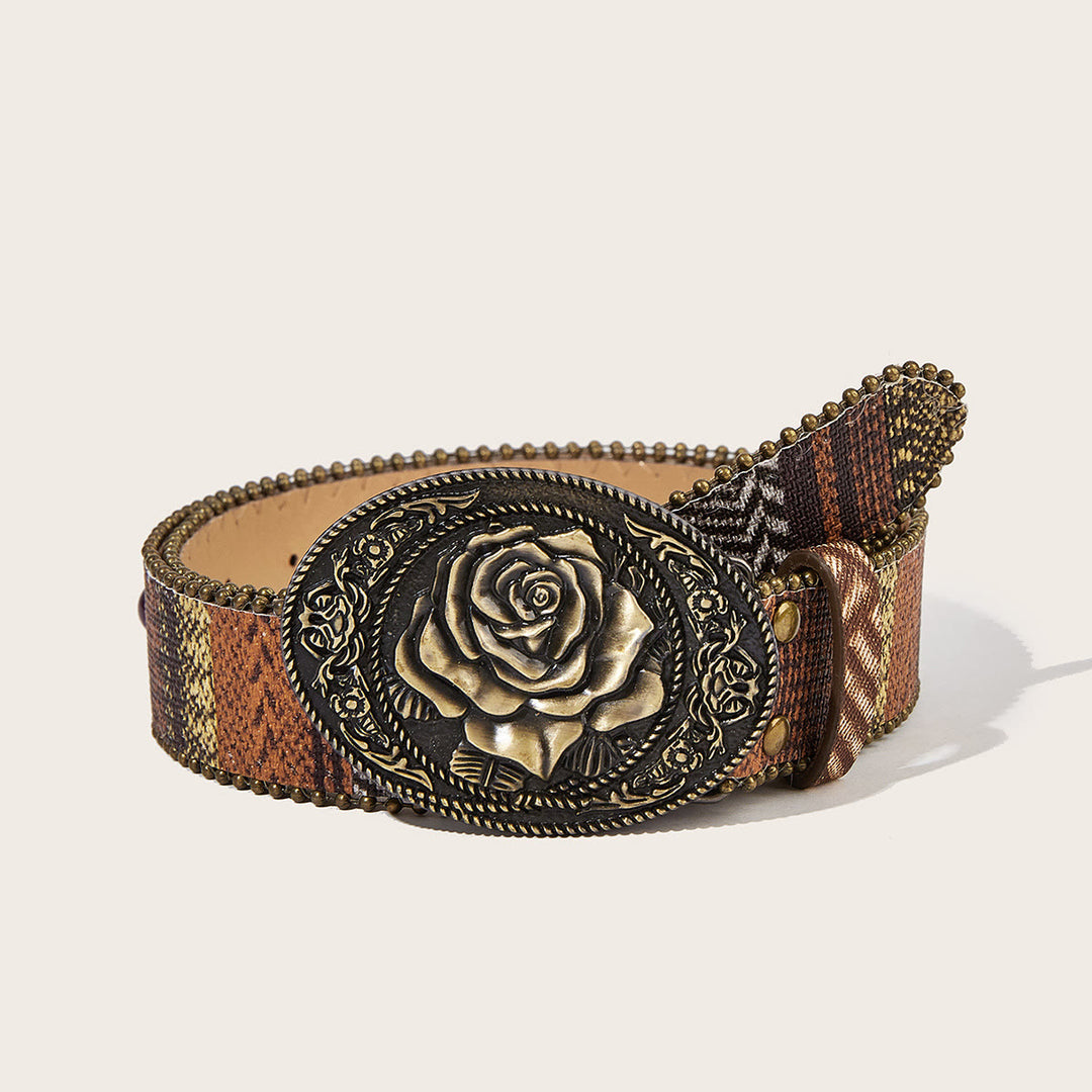Western Romantic Rose Oval Buckle Braided Belt - Style #2 - 40 - image 2