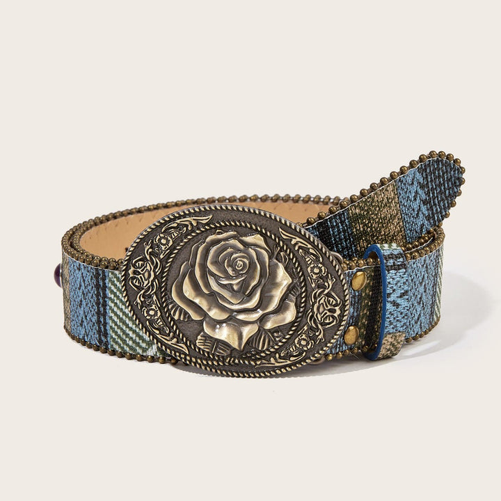 Western Romantic Rose Oval Buckle Braided Belt - Style #1 - 40 - image 0