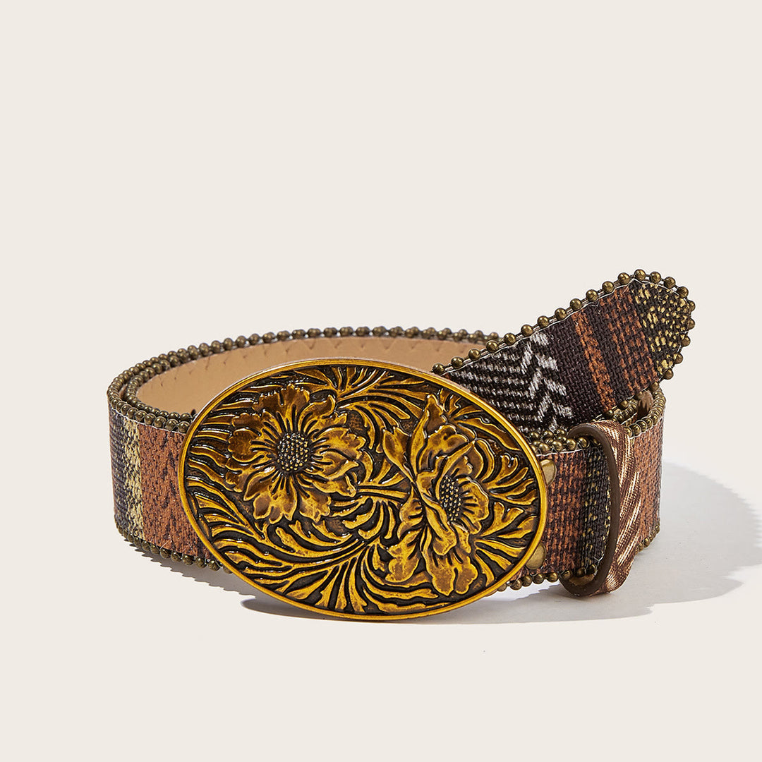 Western Romantic Rose Oval Buckle Braided Belt - Style #3 - 40 - image 4