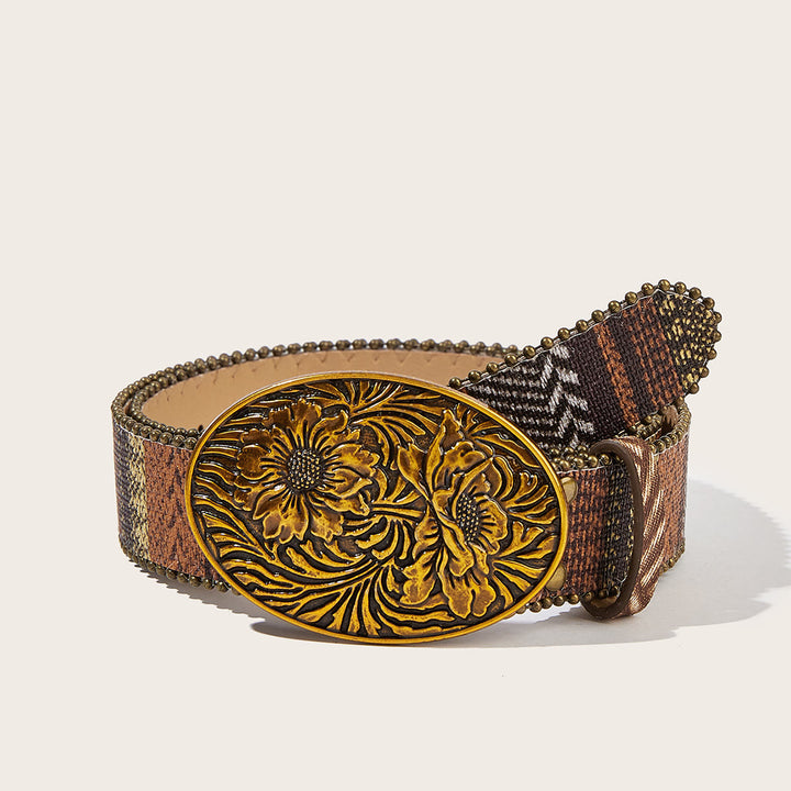 Western Romantic Rose Oval Buckle Braided Belt - Style #3 - 40 - image 4