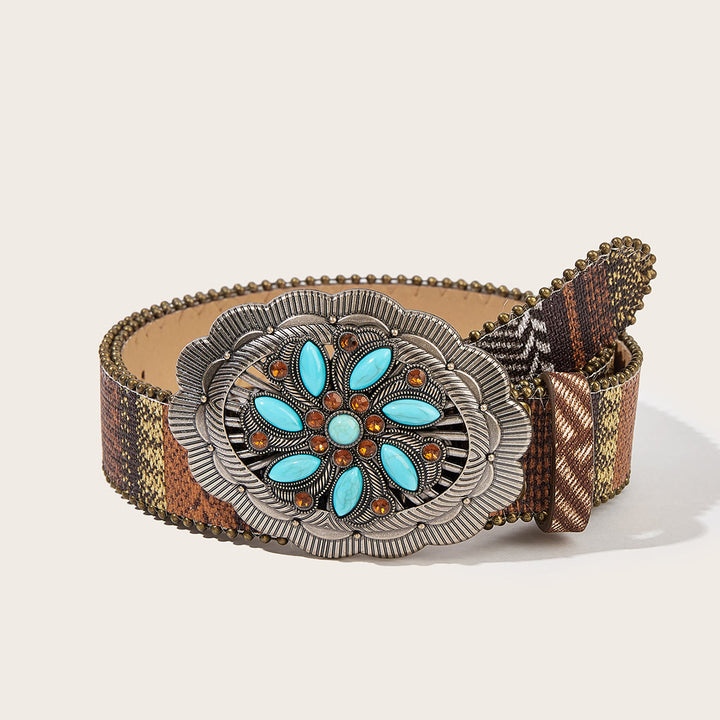 Western Romantic Rose Oval Buckle Braided Belt - Style #4 - 40 - image 6