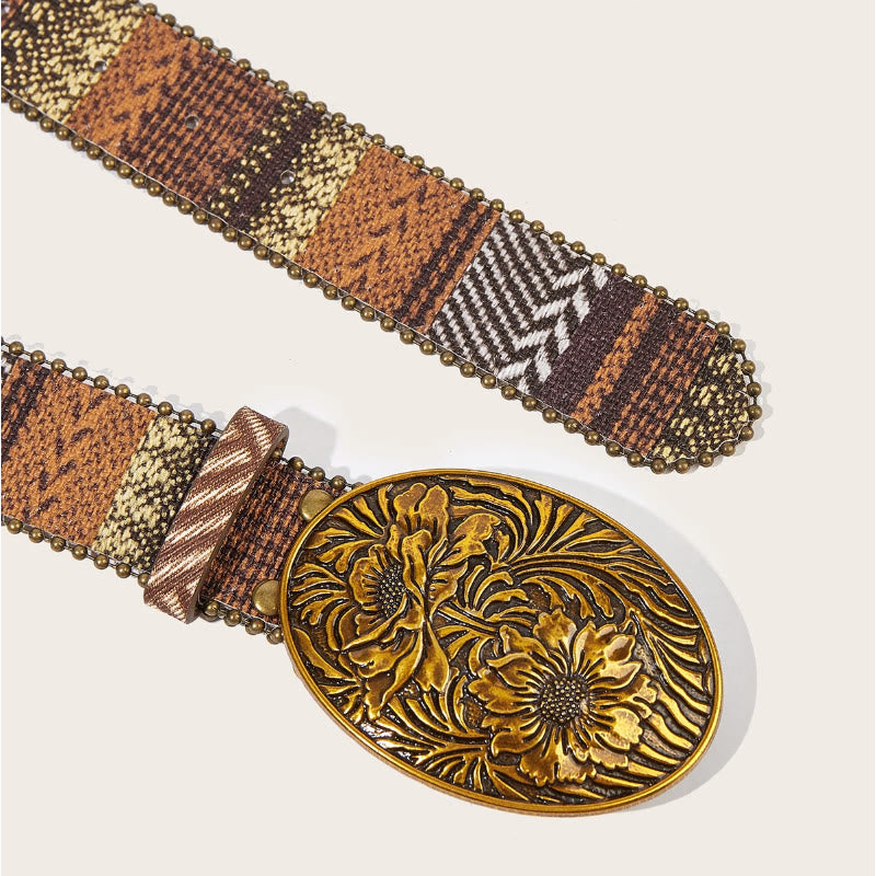 Western Romantic Rose Oval Buckle Braided Belt - image 5