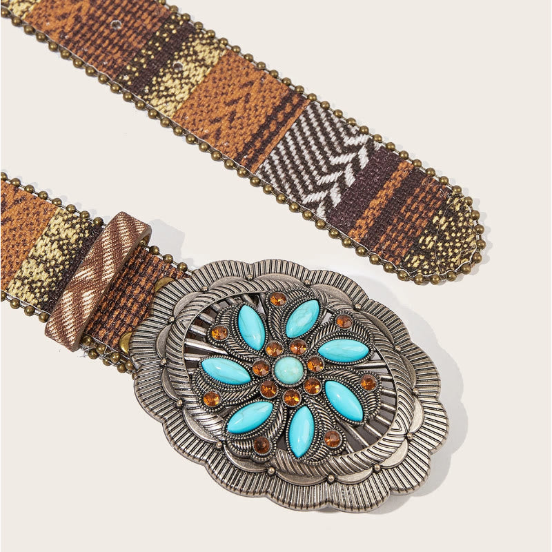 Western Romantic Rose Oval Buckle Braided Belt - image 7