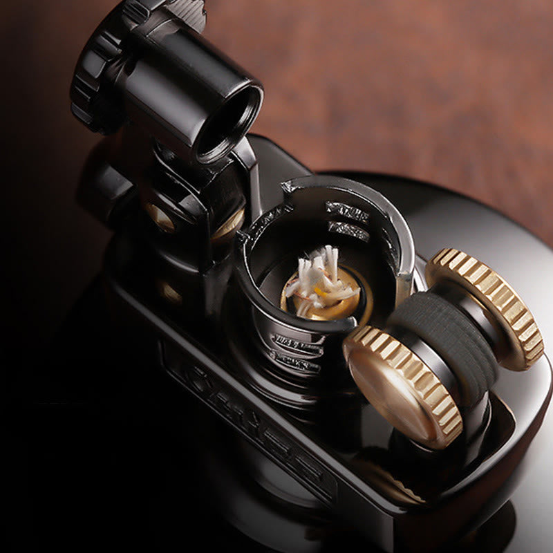 Vintage Can Shaped Leather Wrapped Kerosene Lighter - image 2