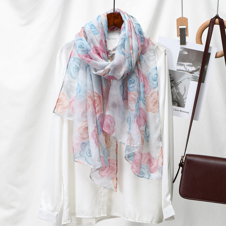 Women's Floral Print Summer Sunscreen Shawl Scarf - image 3