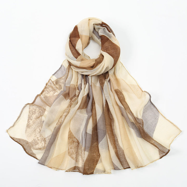 Women's Multi-color Summer Thin Sunscreen Shawl Scarf - Beige - image 0