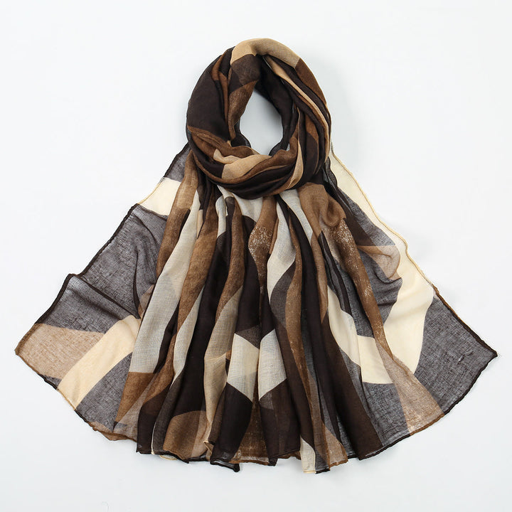 Women's Multi-color Summer Thin Sunscreen Shawl Scarf - Coffee - image 3