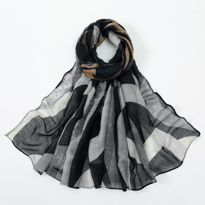 Women's Multi-color Summer Thin Sunscreen Shawl Scarf - Black - image 2