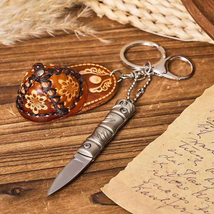 Western Silver Folding Knife Cowboy Hat Pendant Keychain - Baseball Cap - image 6