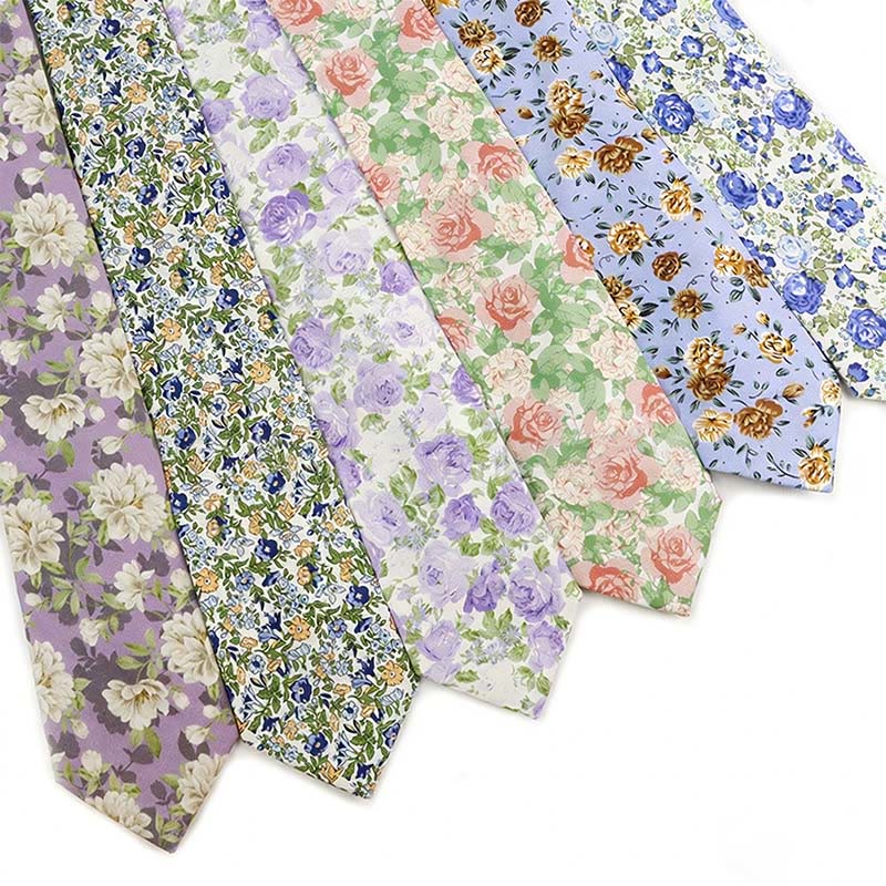 Men's Vintage Elegant Floral Printed Cotton Necktie - image 1