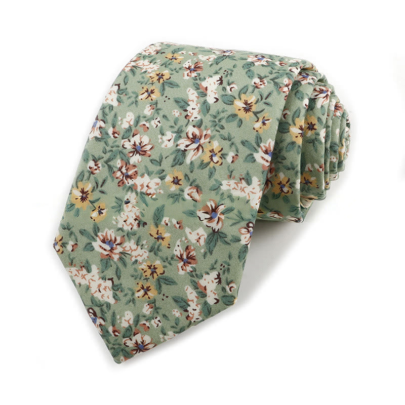 Men's Vintage Elegant Floral Printed Cotton Necktie - Style #1 - image 0