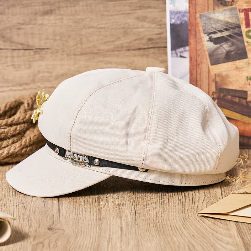 Women's Retro Metal Buckle Golden Pegasus Beret Hat - image 4