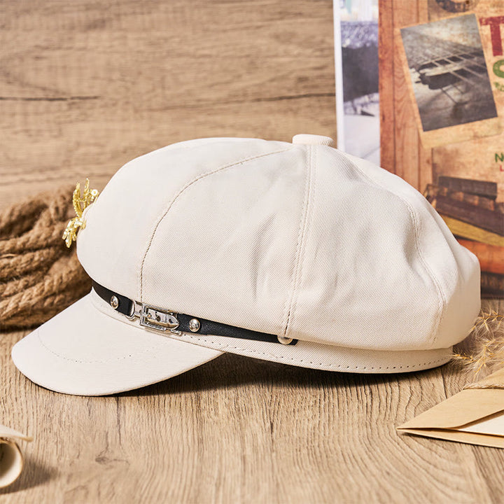 Women's Retro Metal Buckle Golden Pegasus Beret Hat - image 4