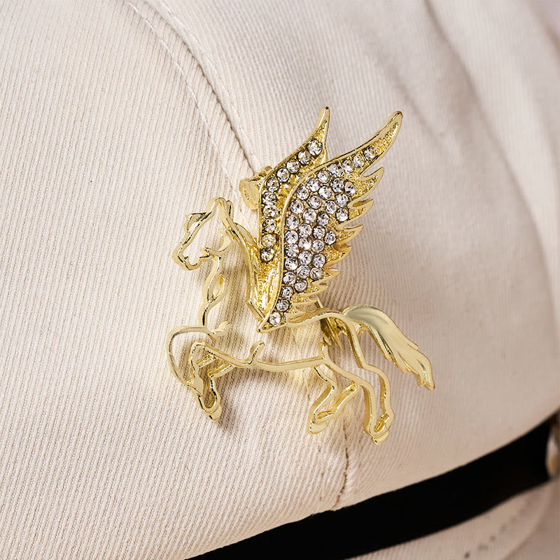 Women's Retro Metal Buckle Golden Pegasus Beret Hat - image 2