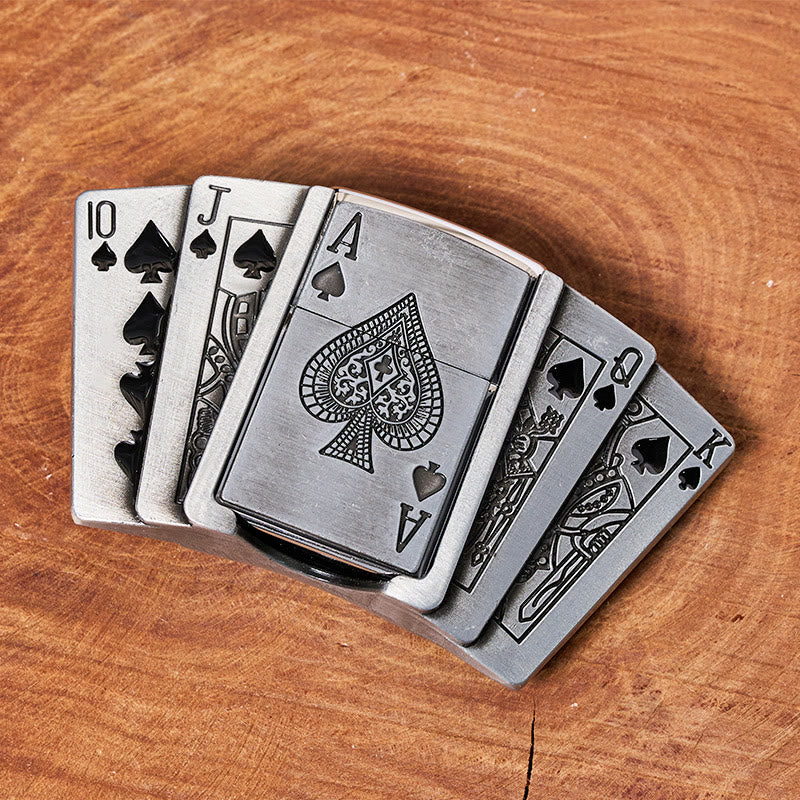 Men's DIY Poker Flush Leather Belt with Hidden Lighter - image 3