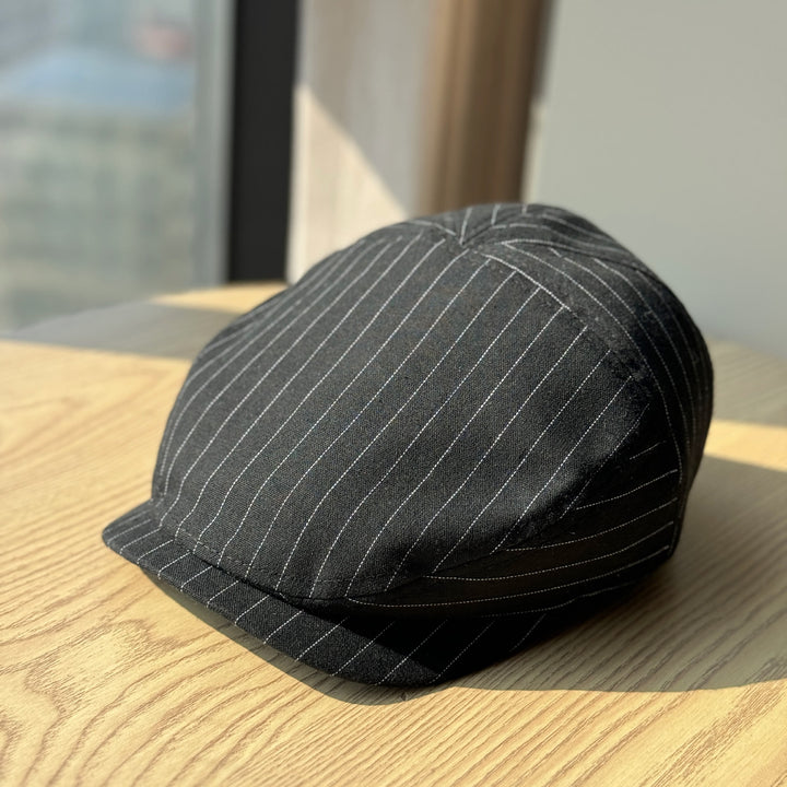Lightweight Vintage Striped Breathable Beret Hat - Black - Adjustable(21 1/4"-23 5/8") - image 4