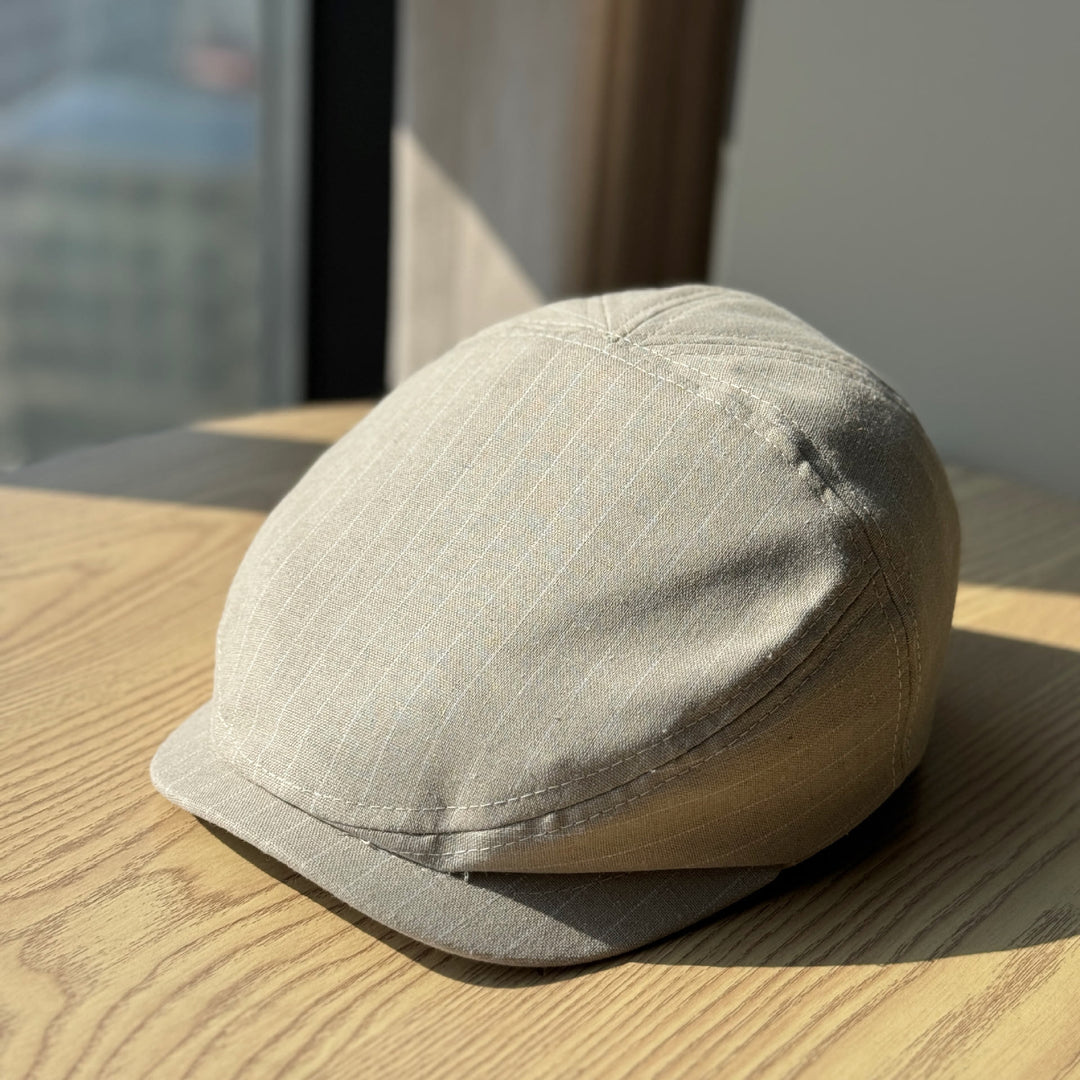 Lightweight Vintage Striped Breathable Beret Hat - Off-white - Adjustable(21 1/4"-23 5/8") - image 5