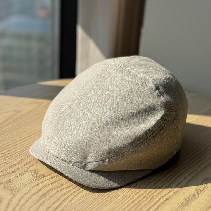 Lightweight Vintage Striped Breathable Beret Hat - Off-white - Adjustable(21 1/4"-23 5/8") - image 5