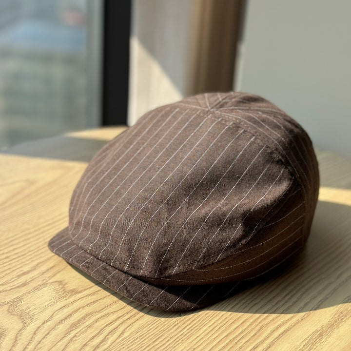 Lightweight Vintage Striped Breathable Beret Hat - Coffee - Adjustable(21 1/4"-23 5/8") - image 6
