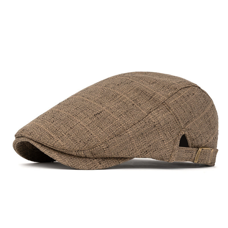 Summer Retro Woven Texture Adjustable Beret Hat - Coffee - Adjustable(22"-24") - image 8