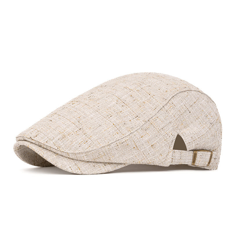 Summer Retro Woven Texture Adjustable Beret Hat - Khaki - Adjustable(22"-24") - image 9