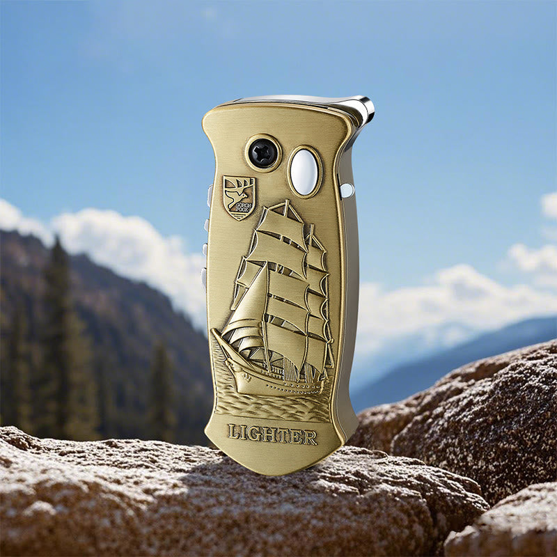 2-in-1 Outdoor Multifunctional Carving Folding Knife Lighter - Brass - Style #10 - image 12