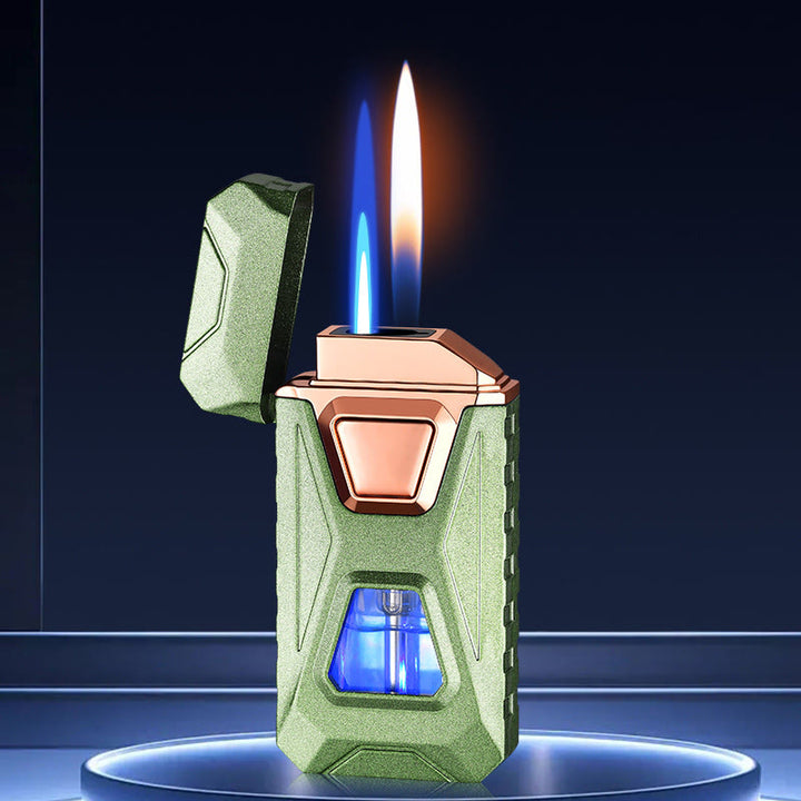 Four Ignition Methods Intelligent Dual Flame Charging & Inflatable Lighter - Green - image 7