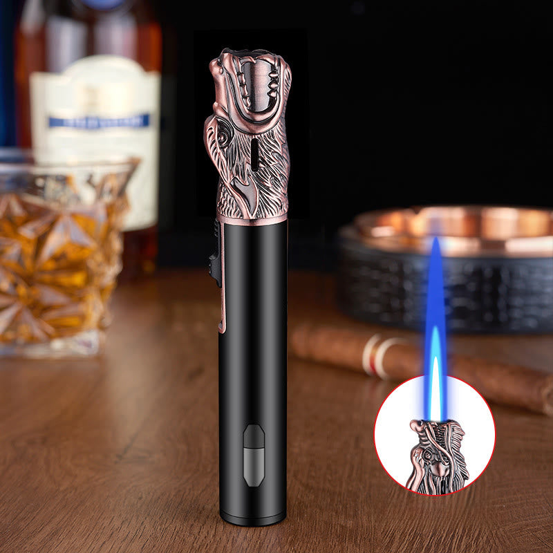 Wolf Head Relief Straight Flame Butane Lighter - Red Bronze - image 0