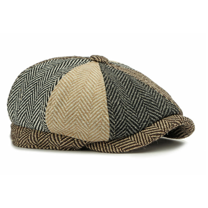 Men's Retro British Style Color Blocked Beret Hat - image 3