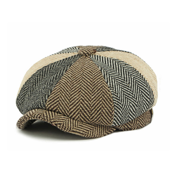 Men's Retro British Style Color Blocked Beret Hat - image 2