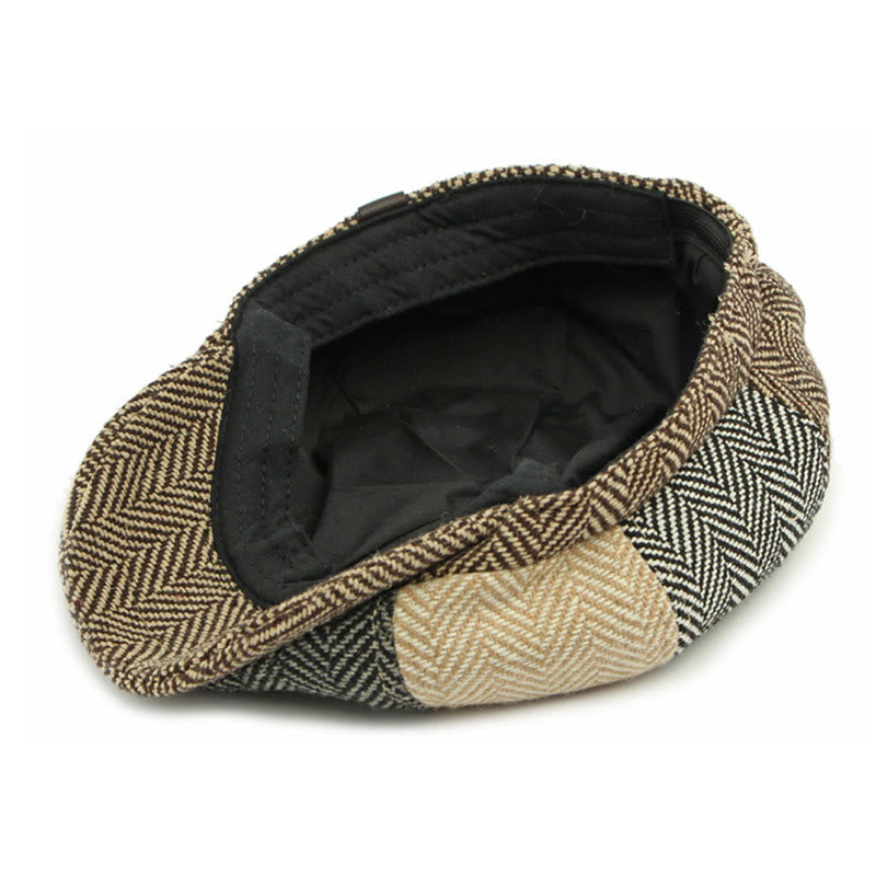Men's Retro British Style Color Blocked Beret Hat - image 5