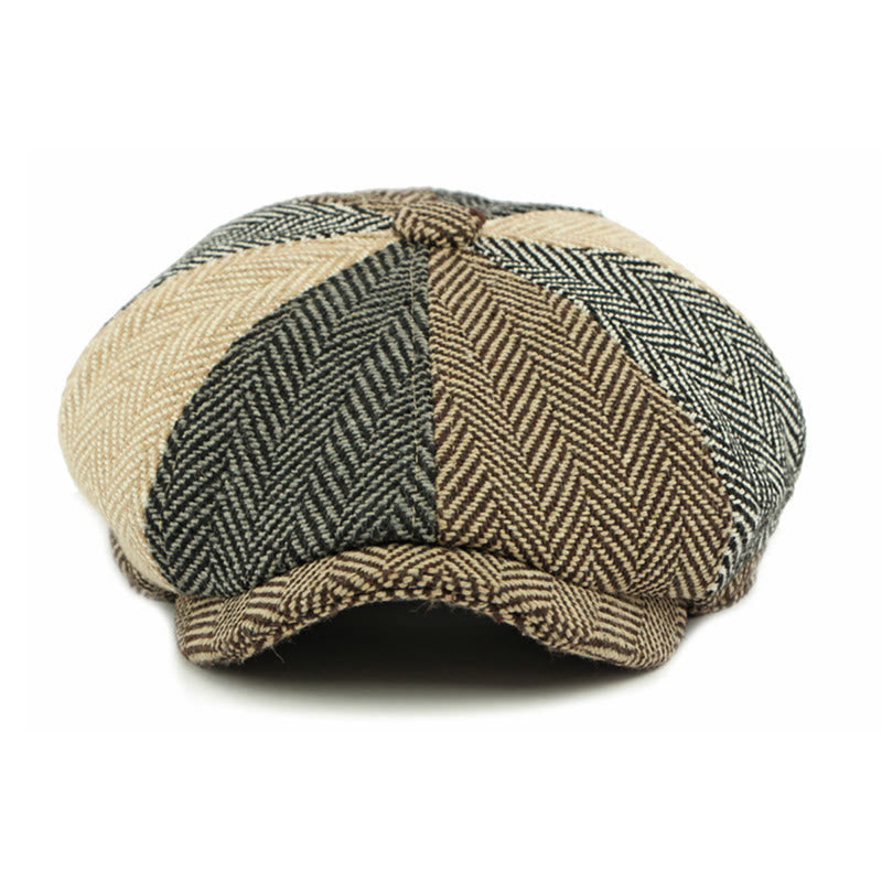 Men's Retro British Style Color Blocked Beret Hat - image 1