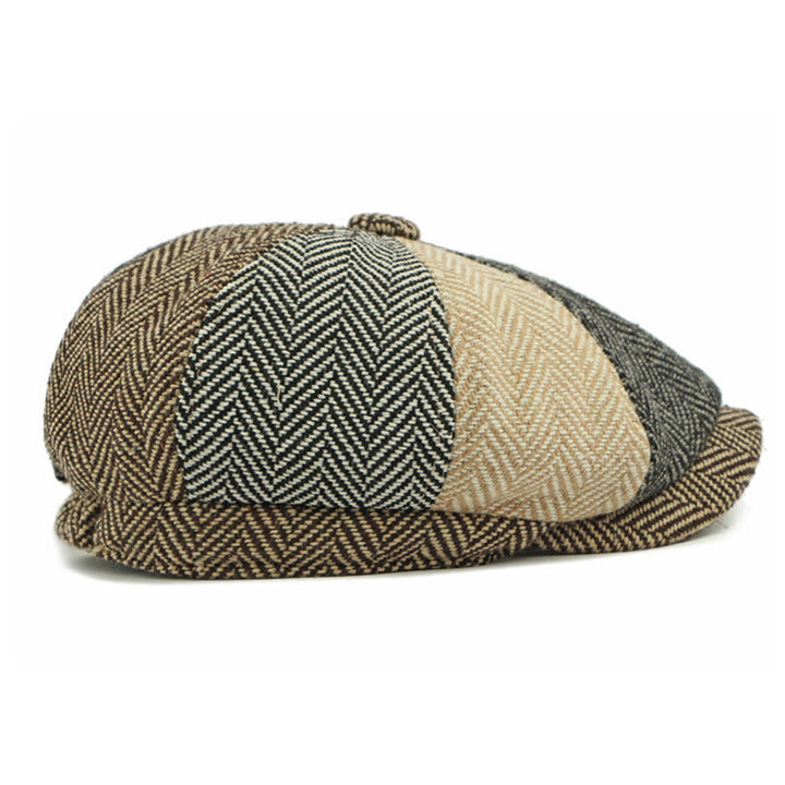 Men's Retro British Style Color Blocked Beret Hat - image 4