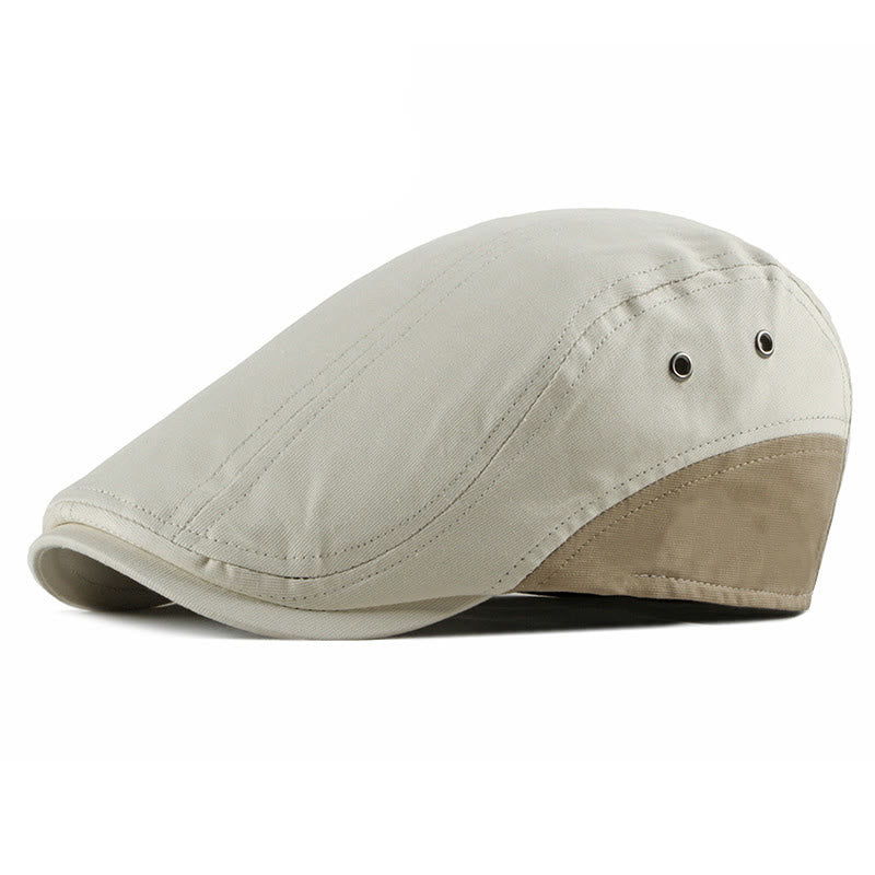 Summer Casual Contrast Panel Breathable Beret Hat - Off-white - Adjustable(21 5/8"-23 1/4") - image 5