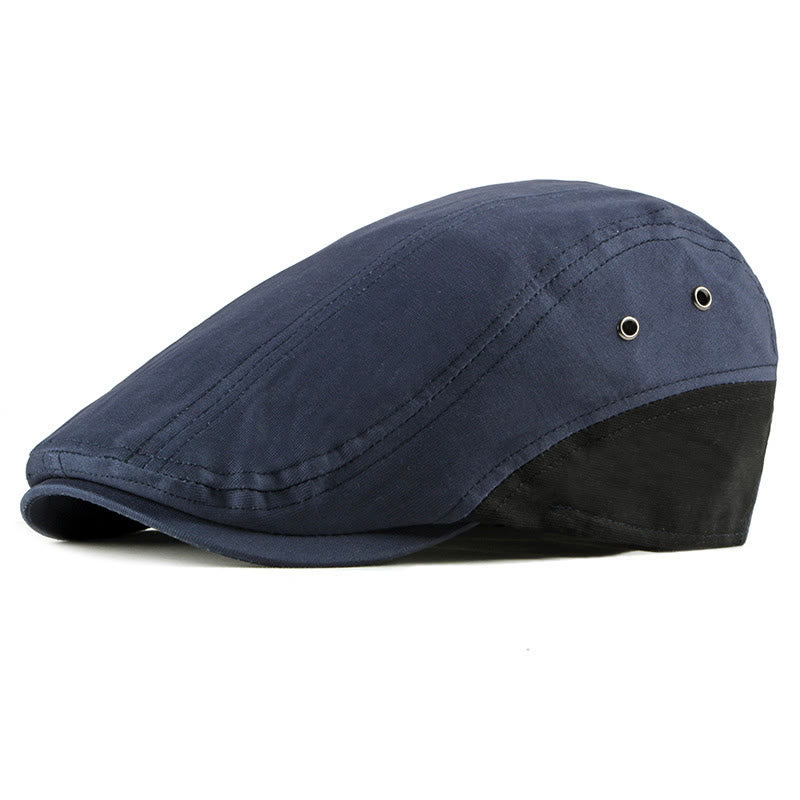 Summer Casual Contrast Panel Breathable Beret Hat - Navy Blue - Adjustable(21 5/8"-23 1/4") - image 4