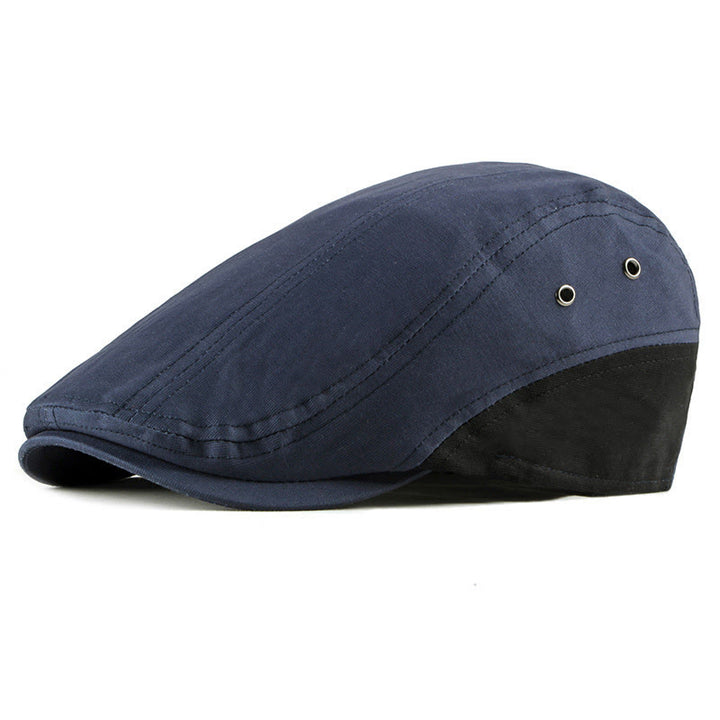 Summer Casual Contrast Panel Breathable Beret Hat - Navy Blue - Adjustable(21 5/8"-23 1/4") - image 4
