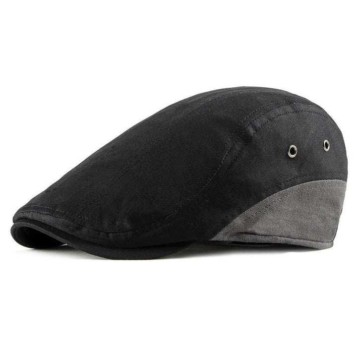 Summer Casual Contrast Panel Breathable Beret Hat - Black - Adjustable(21 5/8"-23 1/4") - image 3