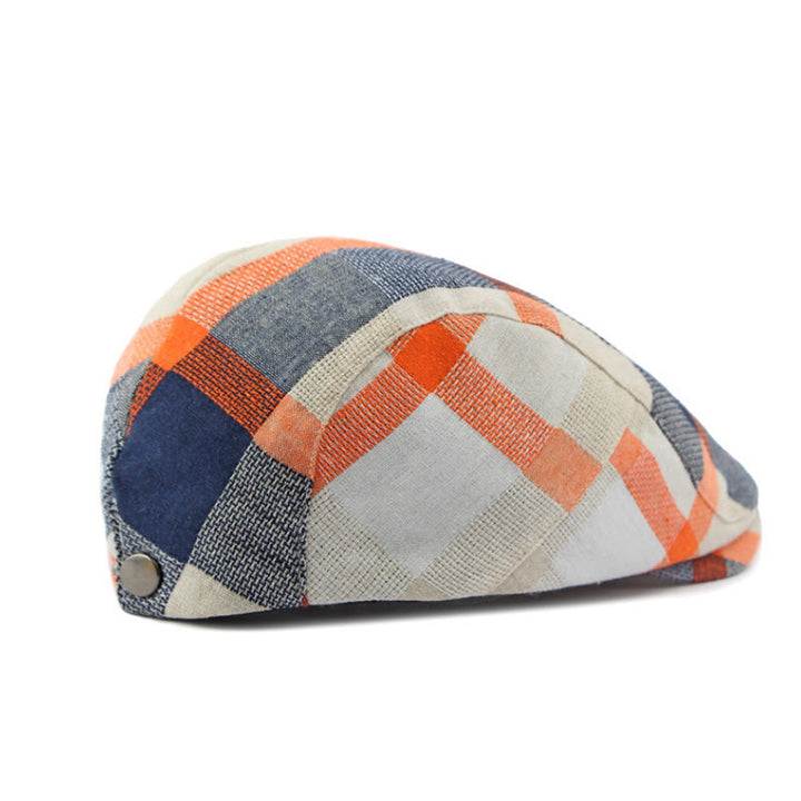 Summer Linen Plaid Breathable Beret Hat - image 4