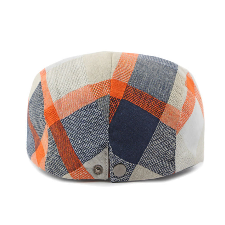 Summer Linen Plaid Breathable Beret Hat - image 5