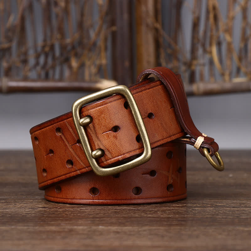 Rugged Style Double Prong Workwear Leather Belt - image 11