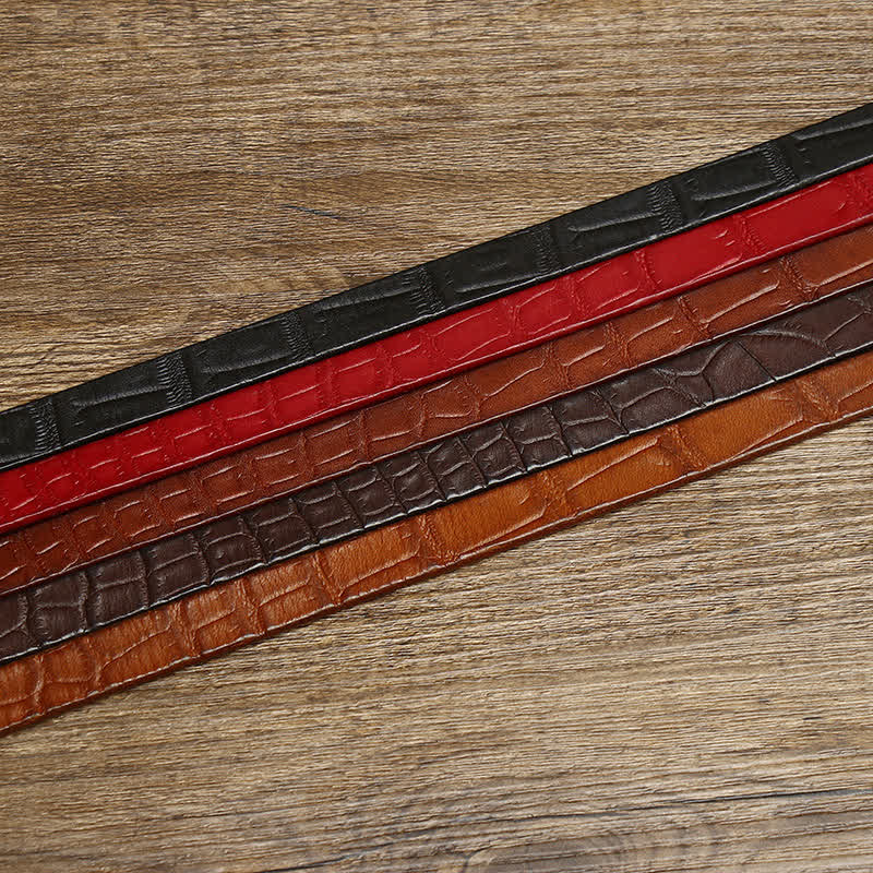 Women's Hand-Tied Crocodile-Embossed Leather Knot Belt - image 1