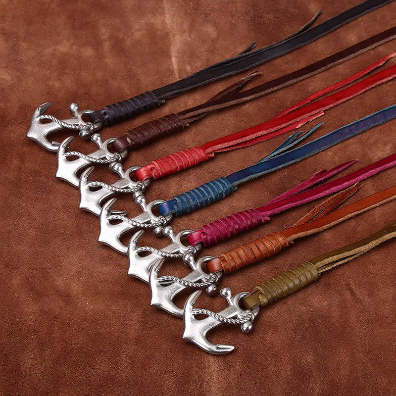 Women's Nautical Anchor Vintage Buckle Narrow Leather Belt - image 1