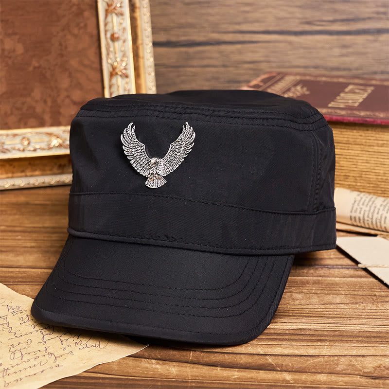 Men's Vintage Eagle-patch Flat-top Beret Hat - image 4