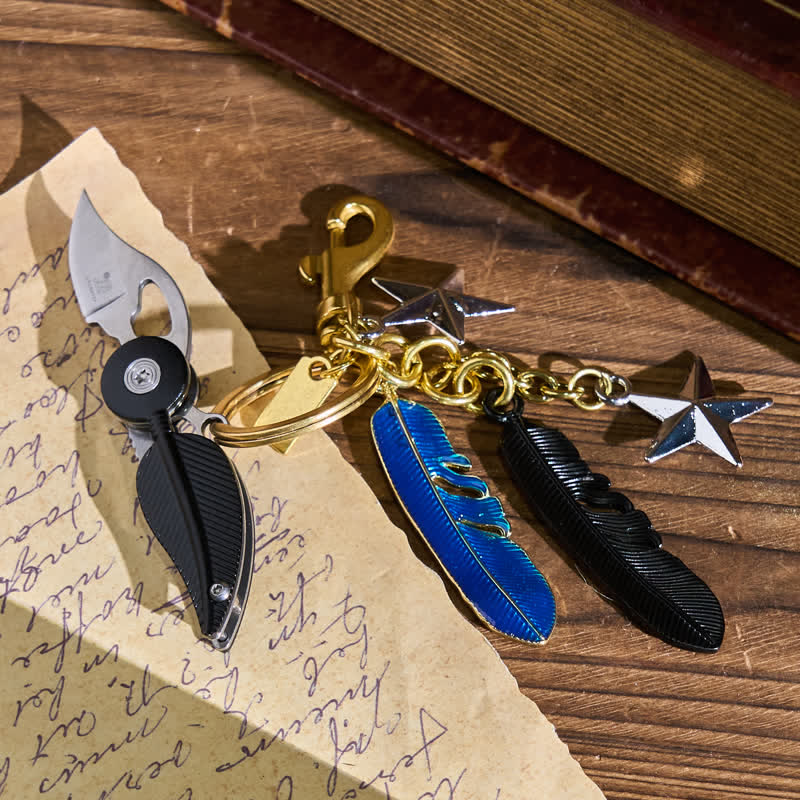 Enamel Charms Feather Tassel Creative Knife Keychain - image 1